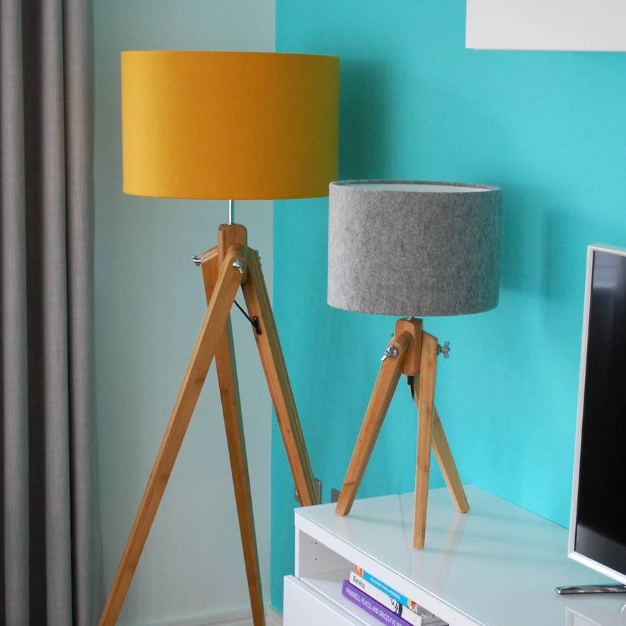 bamboo wood tripod table lamp base by quirk