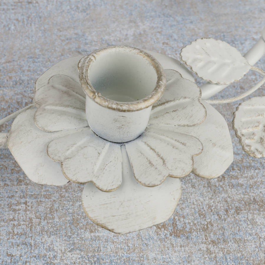 chalk white floral candle ring by dibor
