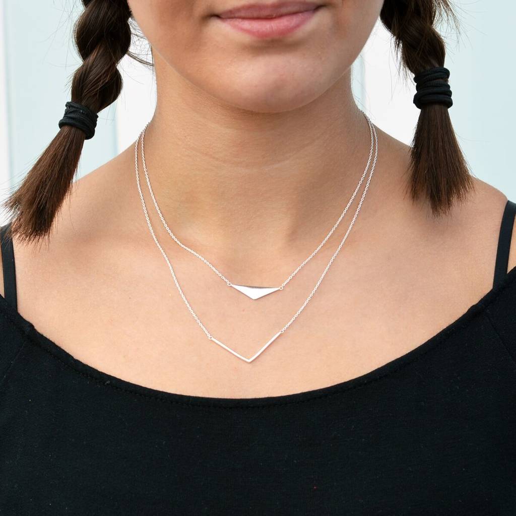 geometric double layer necklace by suzy q designs