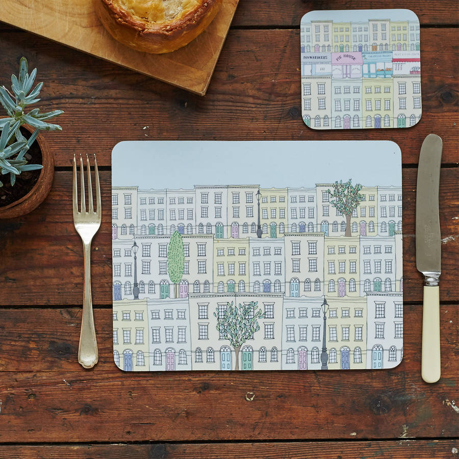 pair of large london townhouses placemats by rosa & clara designs