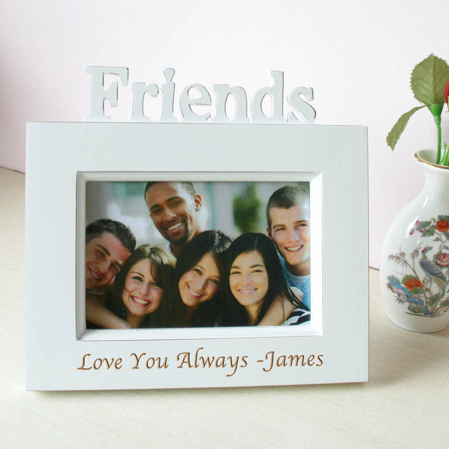 personalised friends photo frame in white by