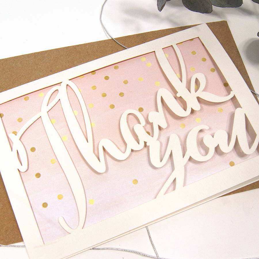 thank you gold dotty laser cut card by the hummingbird card company