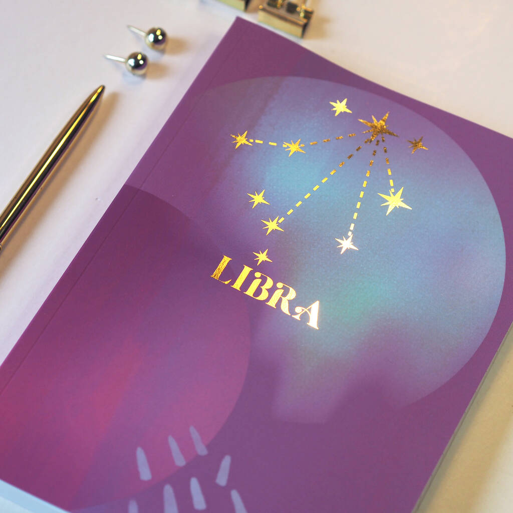 Libra Zodiac A Lined Luxury Notebook With Gold Foil By Georgia B