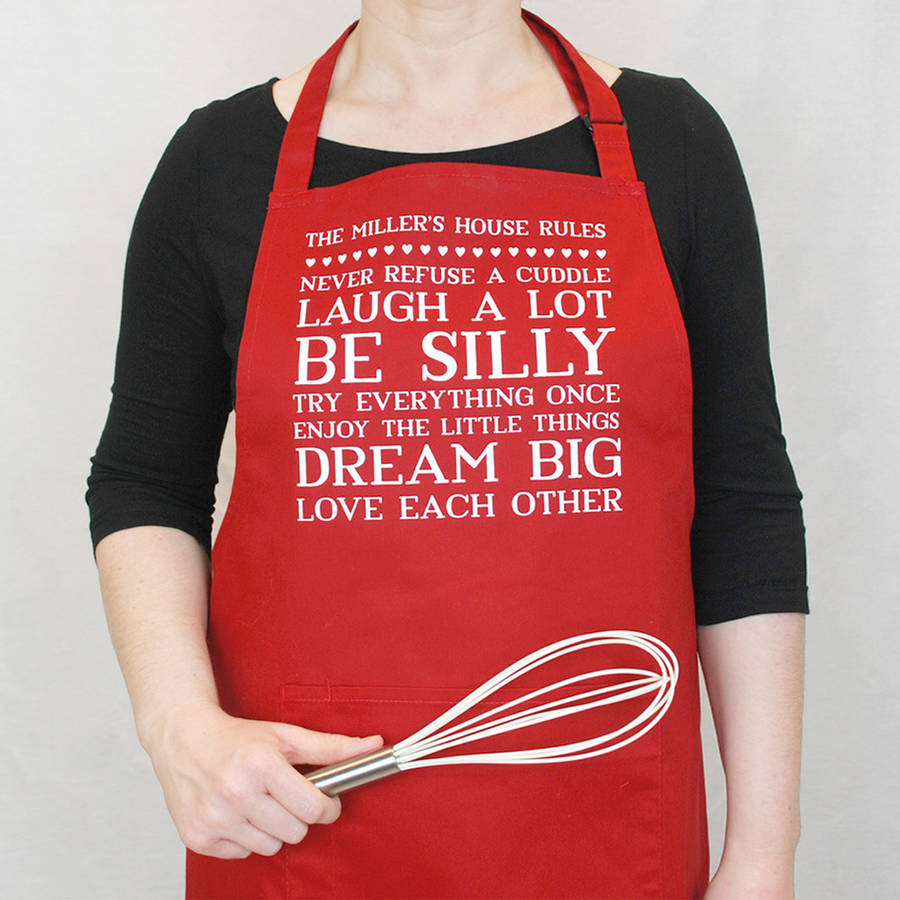 personalised house rules apron by megan claire