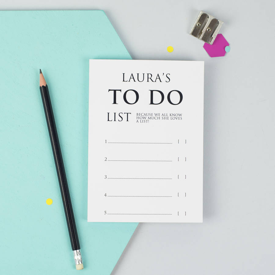 personalised a6 classic to do list notepad by xoxo