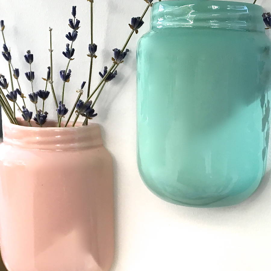 ceramic wall mounted jam jar planter by thelittleboysroom