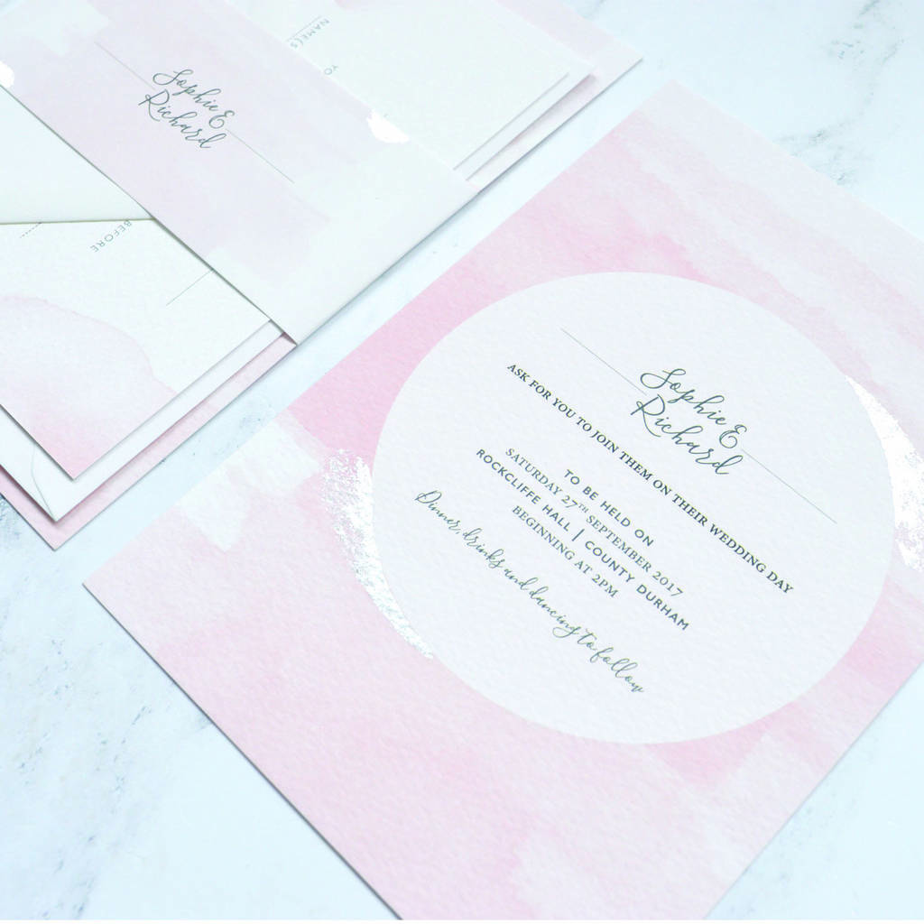 Blush Watercolour Wedding Invitation By Amanda Michelle Design