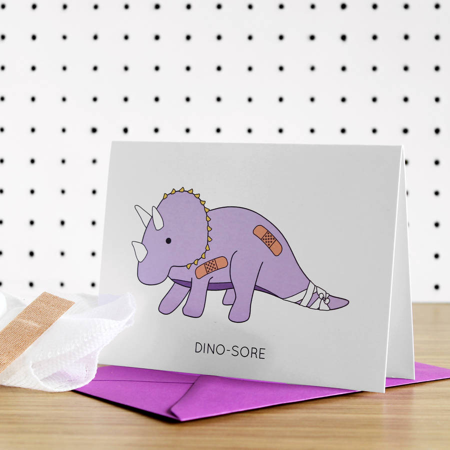 Dino Sore Dinosaur Get Well Soon Card By Charlotte Filshie