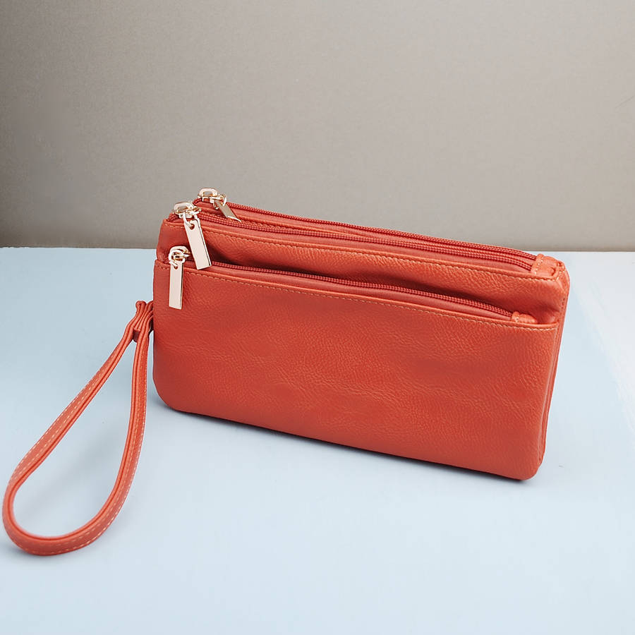 personalised essentials triple zip clutch by penelopetom