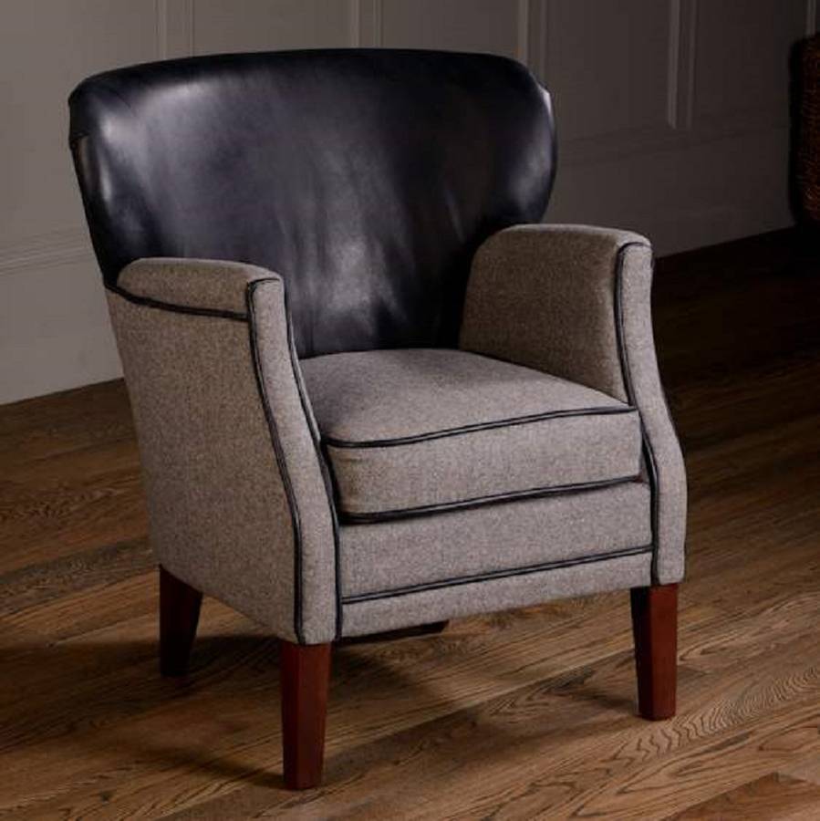 armchair leather curved tweed furniture armchairs notonthehighstreet orchard pinch zoom