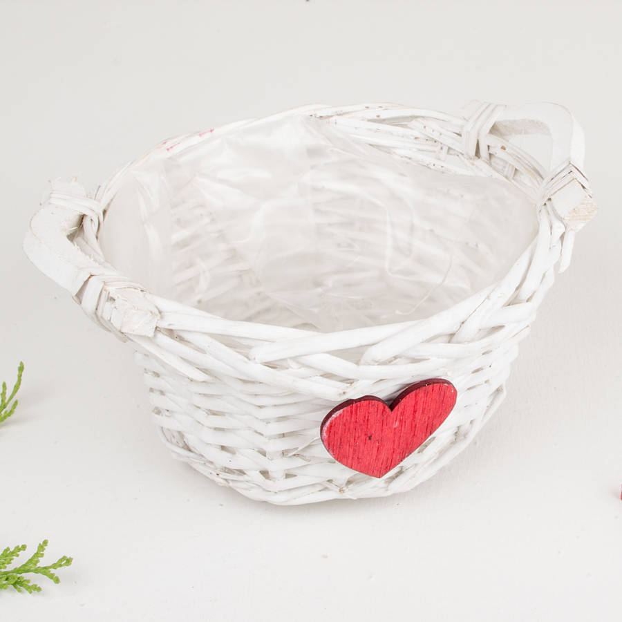 white wicker hamper heart basket by dibor