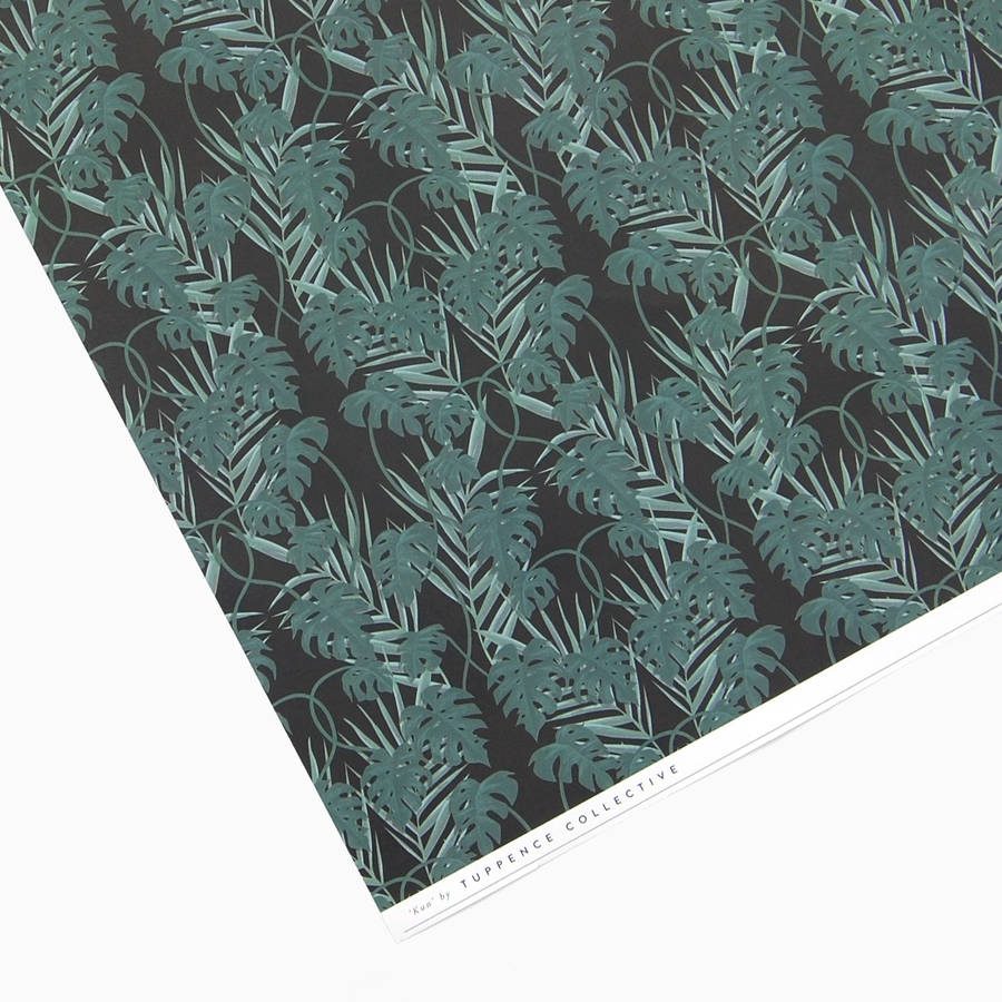 tropical dark wrapping paper by tuppence collective