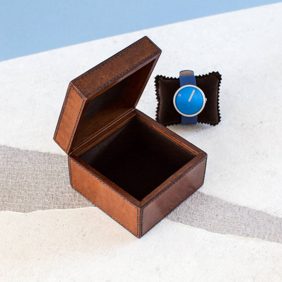 personalised initial leather jewellery box by ginger rose