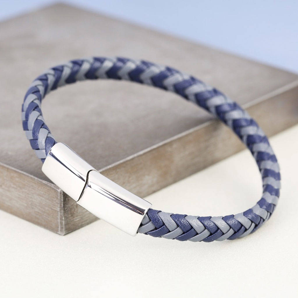 men's woven bracelet with stainless steel clasp by lisa angel
