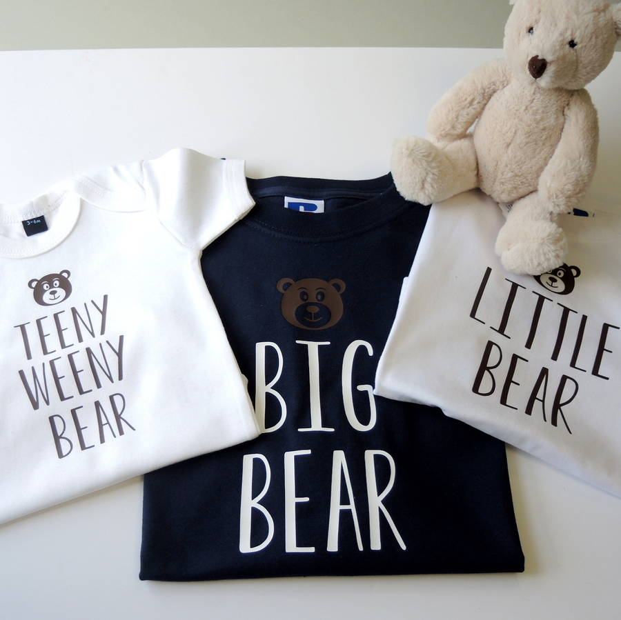 personalised father, son and baby bear t shirts by the alphabet gift shop | notonthehighstreet.com