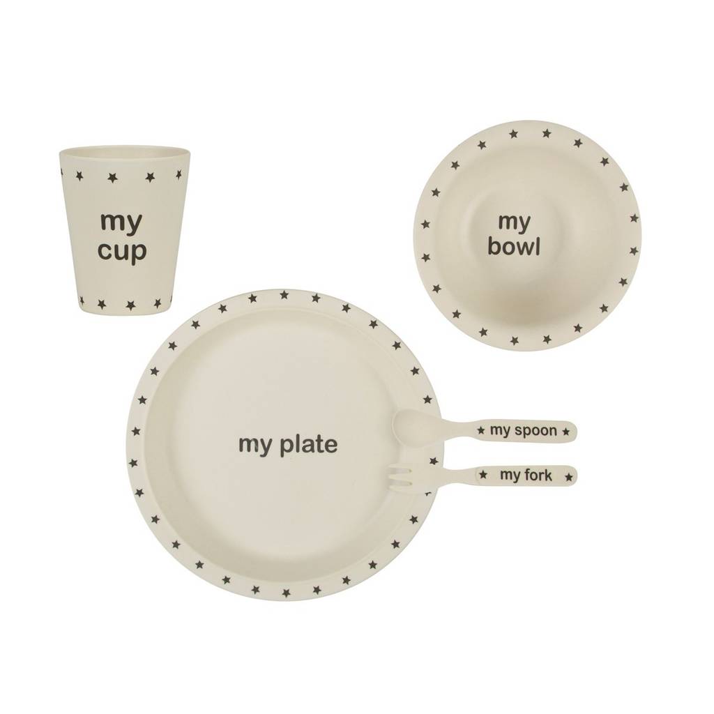 nordic star kids plate, cup and bowl dining set by little baby company