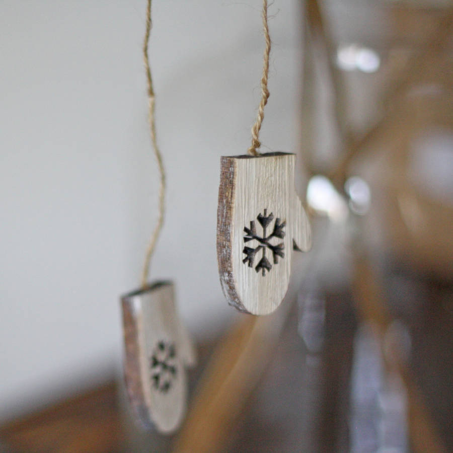 wooden mittens hanging christmas tree decorations by the wedding of my
