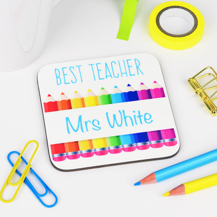 personalised teacher coaster by andrea fays