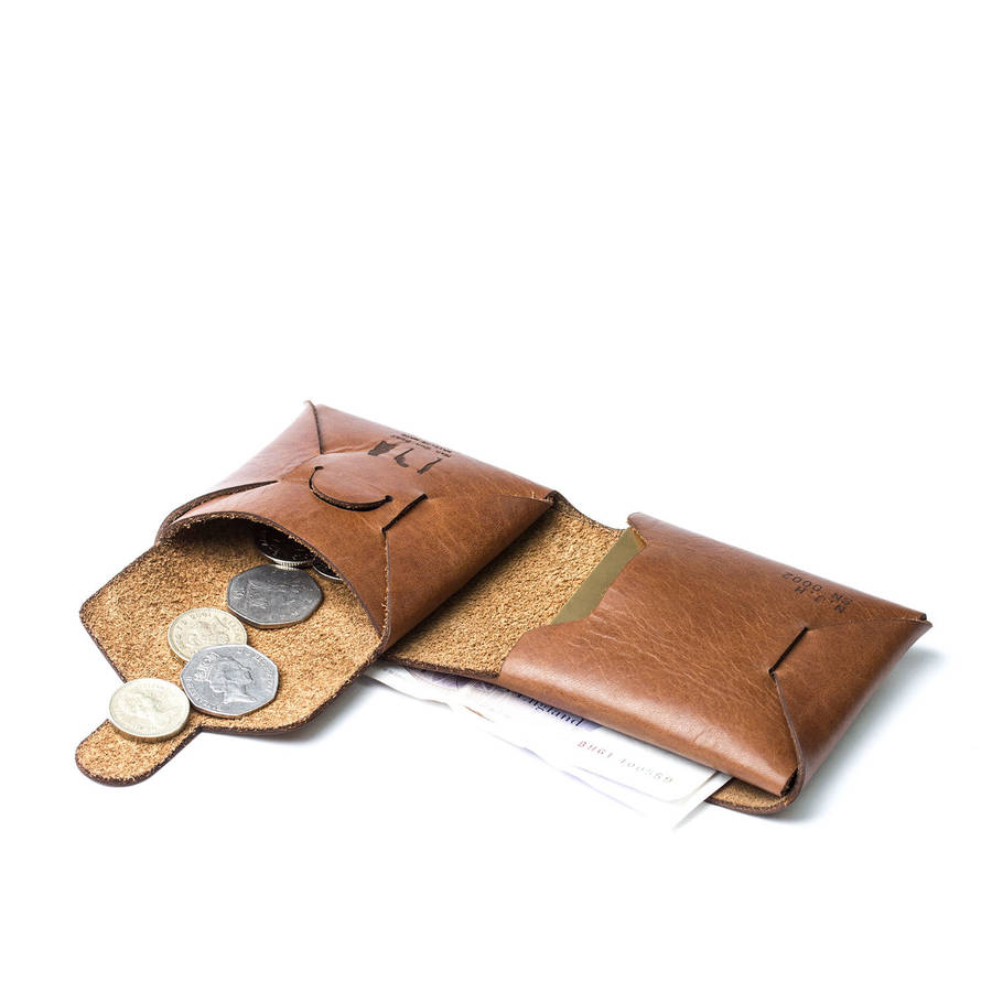 personalised origami leather wallet with coin purse by man gun bear | 0