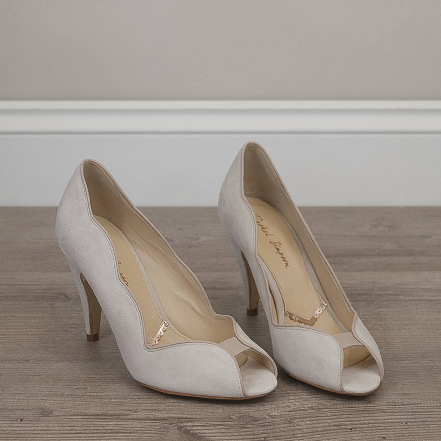 open toe blush heels