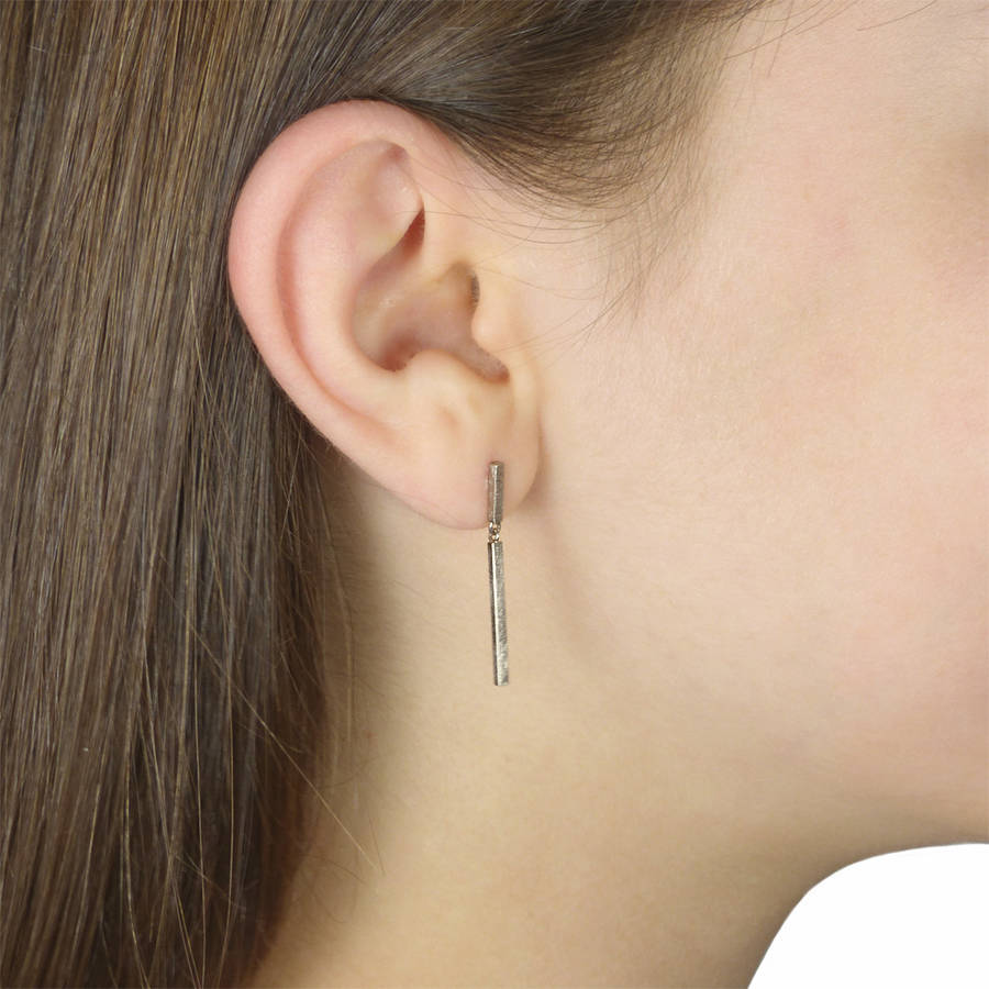 18ct gold bar stud earrings by lilia nash jewellery
