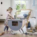 white and grey play kitchen