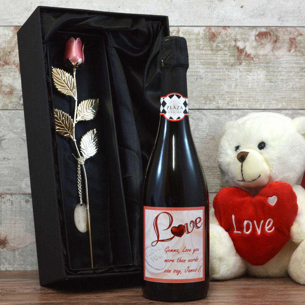 Personalised Prosecco With A Rose Gift Set By Gifts Online4 U