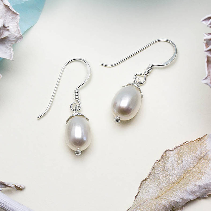 Silver Dew Drop Pearl Earrings By Martha Jackson Sterling Silver