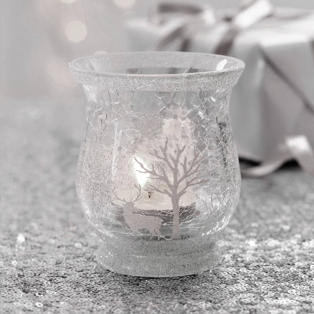 white woodland christmas tea light holder by the christmas home