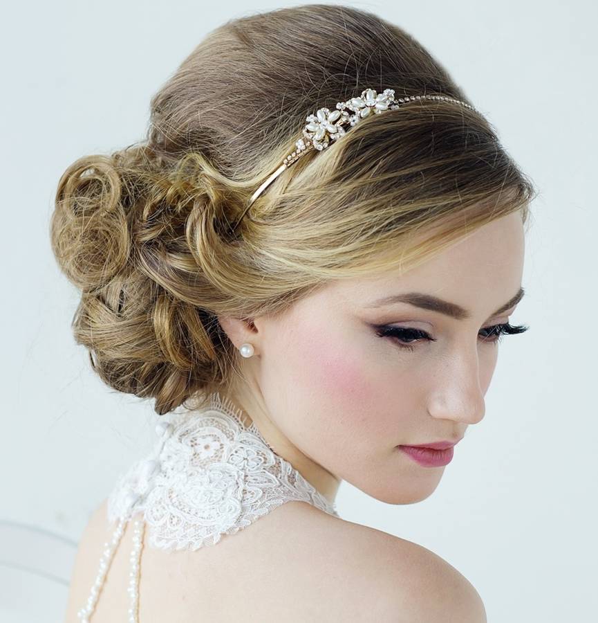 aimee gold and freshwater pearl hair band by lola & alice