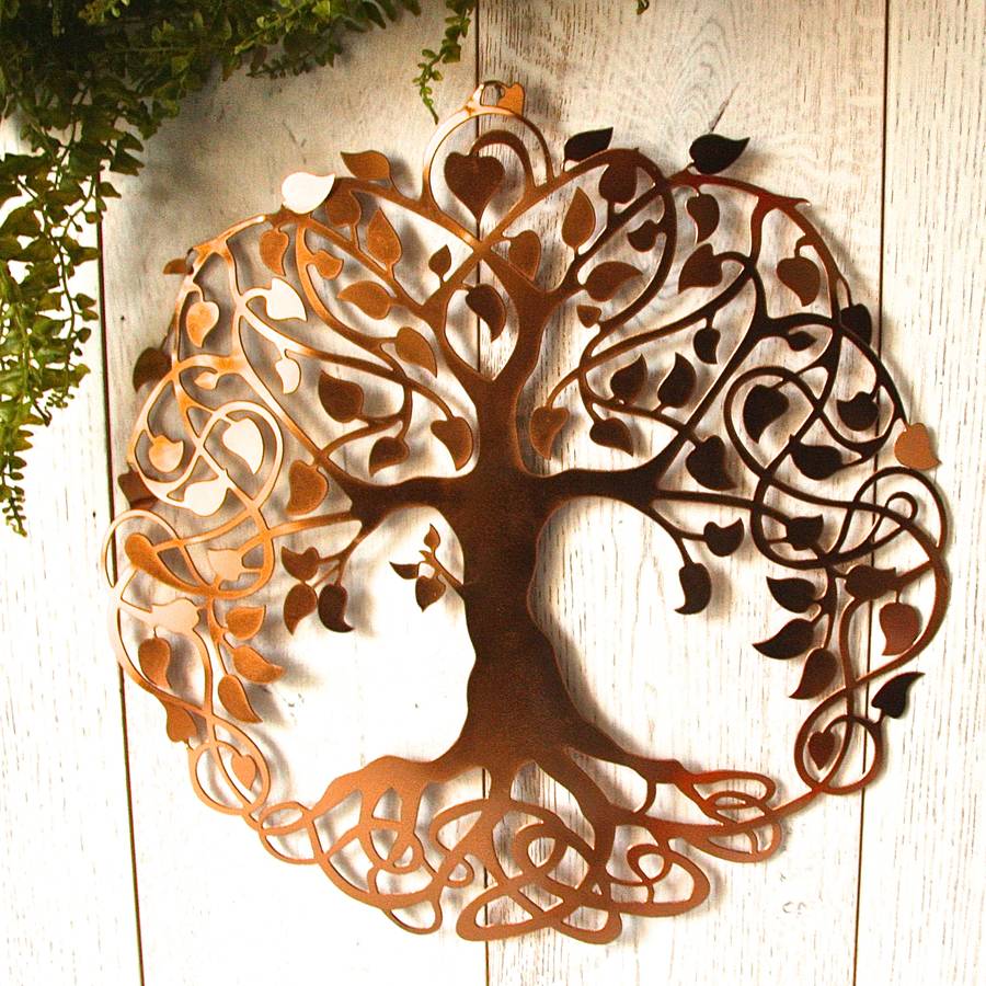 copper tree of life wall art by london garden trading
