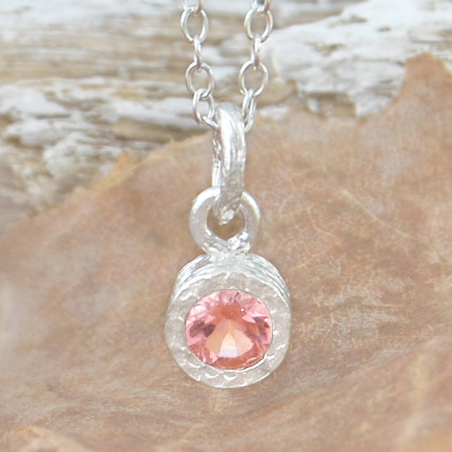 pink tourmaline birthstone silver necklace by embers gemstone jewellery