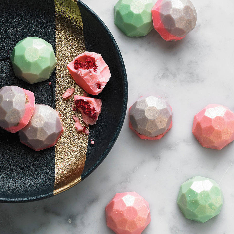 assorted box of 12 white chocolate gems by lena rose bakery