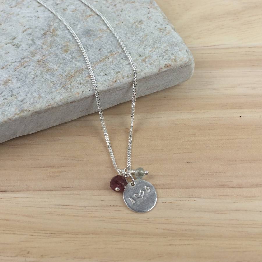 couple's silver heart birthstone necklace by tanya garfield jewellery | notonthehighstreet.com