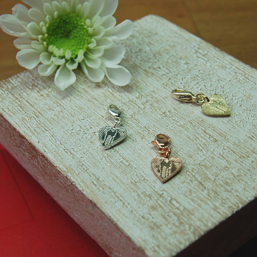 sterling silver heart charm cards by charlotte lowe jewellery