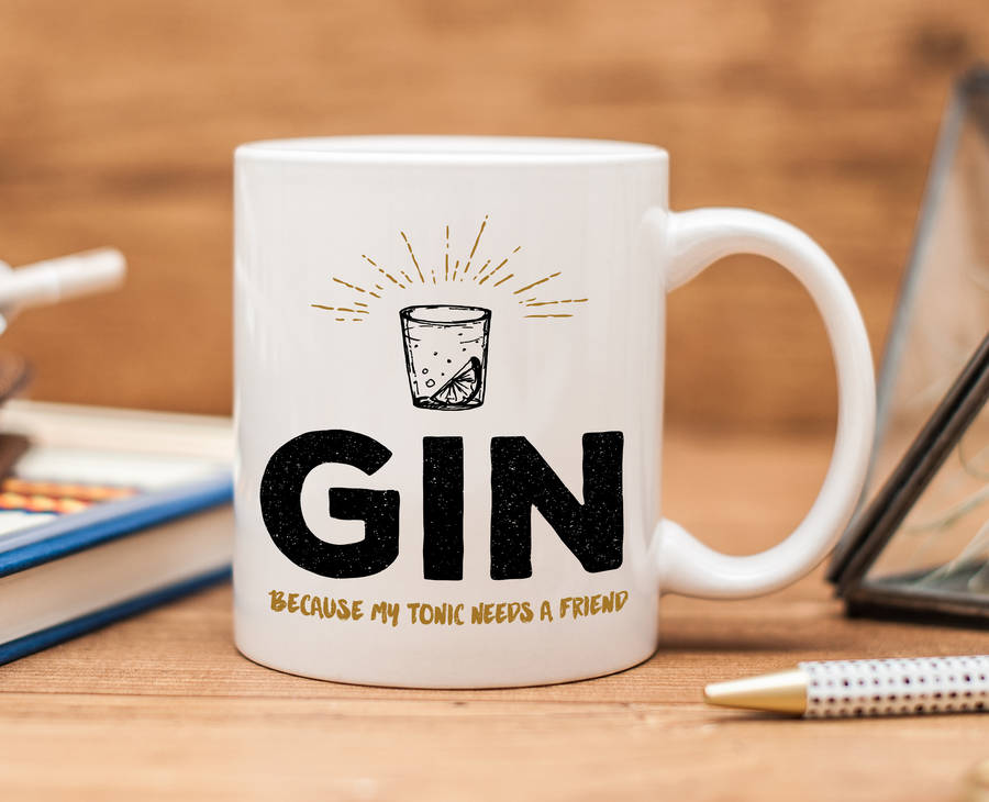 Drink Gin Funny Ceramic Mug By Fuzzy And Birch 8876