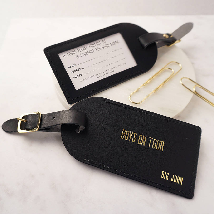 leather personalised luggage tag by wue