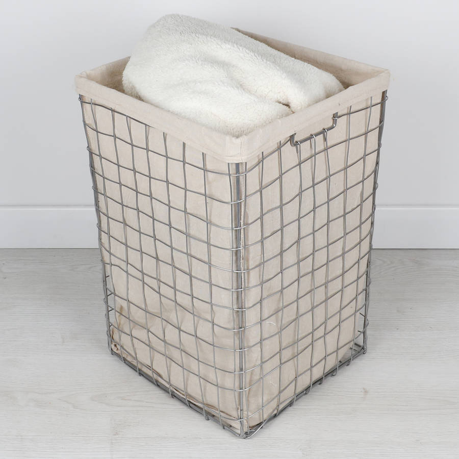 set of three metal laundry baskets with jute lining by dibor