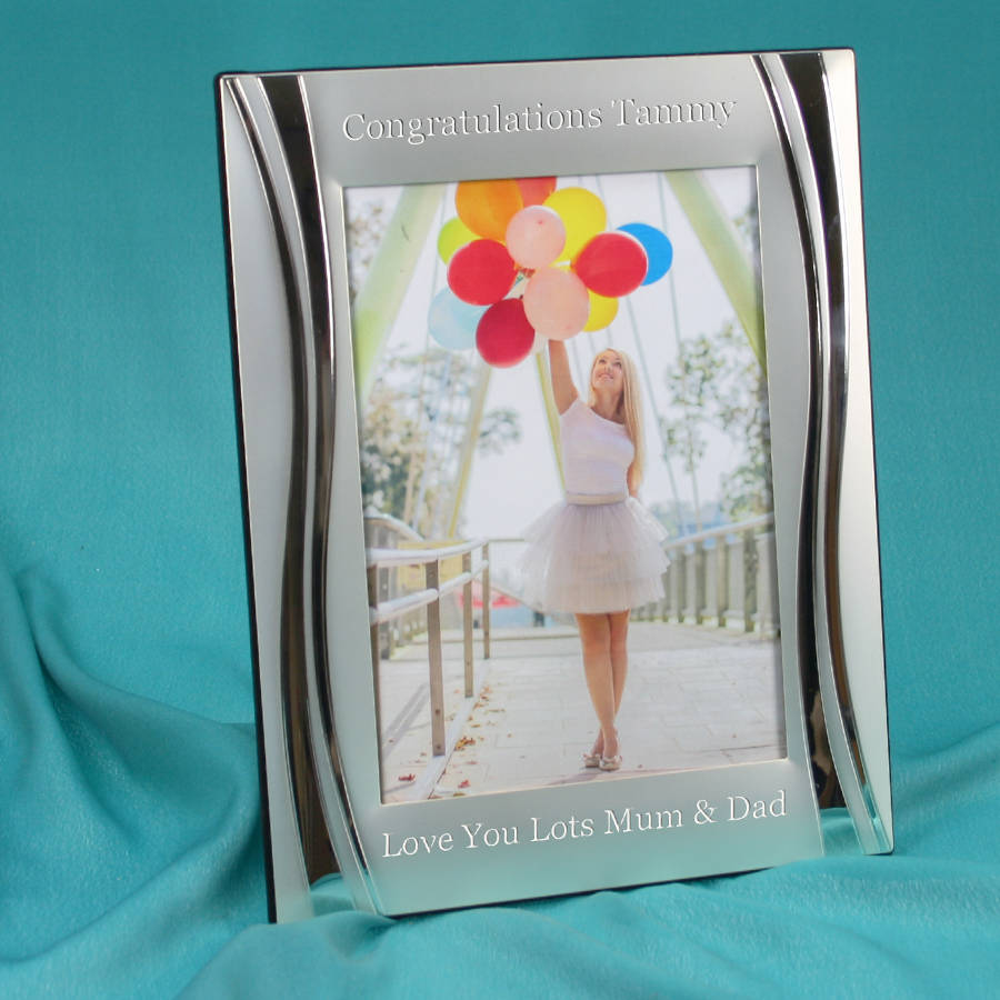 engraved silver plated wave photo frame 8x10 by