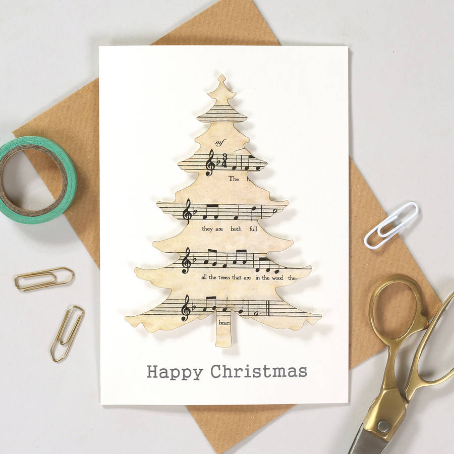 personalised music lovers christmas tree card by bombus