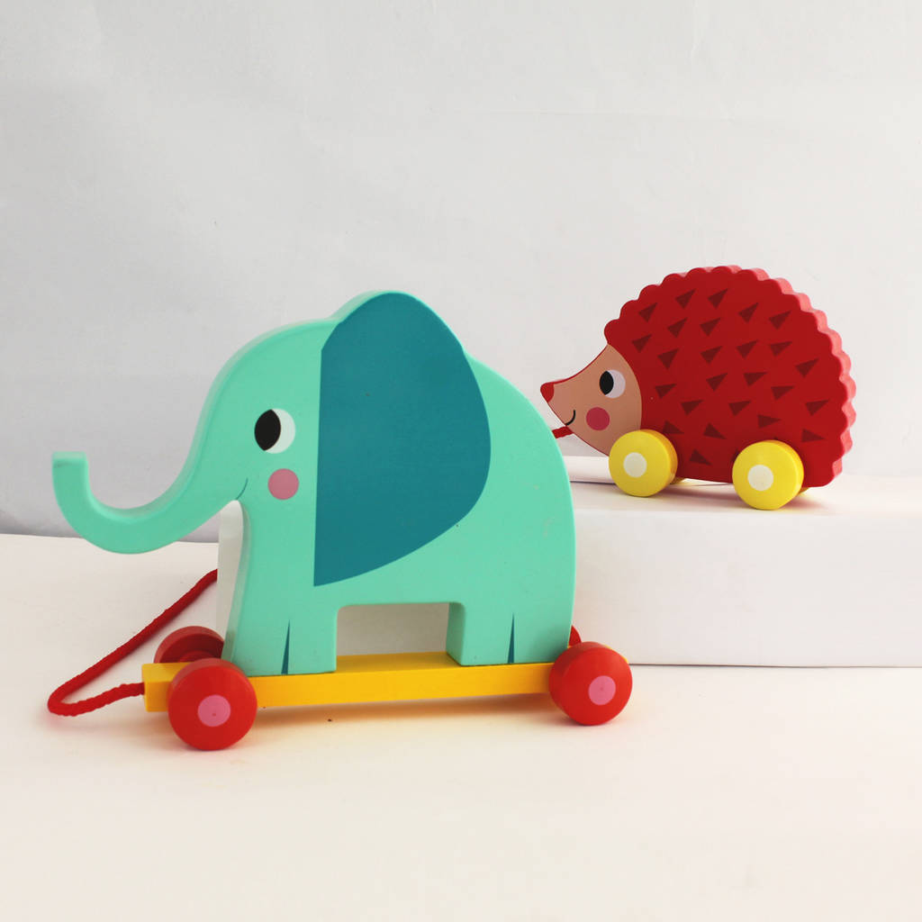 wooden pull along animal toy by posh totty designs interiors