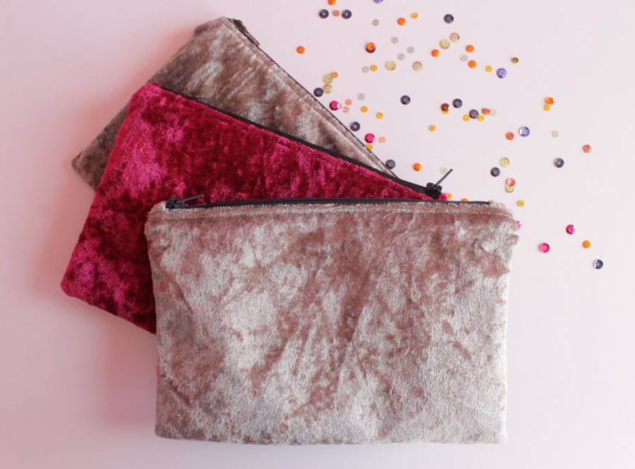 velvet embroidered makeup bag