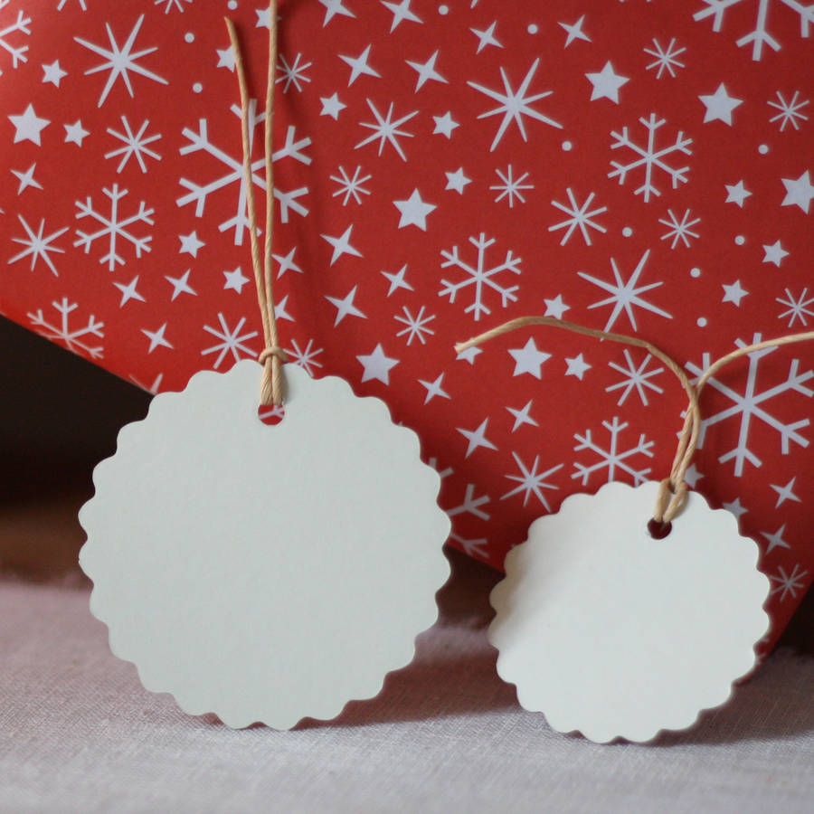 cream blank gift tags with scalloped edges pack of 12 by the wedding