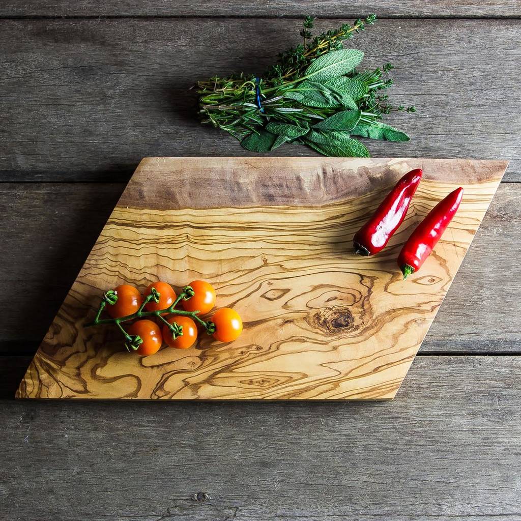 Geometric Shaped Olive Wood Cheesechopping Board By The Rustic Dish 