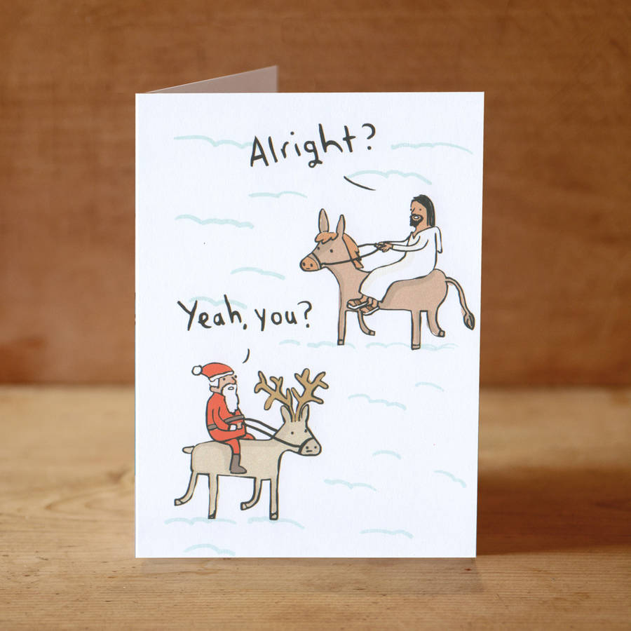 'jesus and santa' christmas card by sarah ray | notonthehighstreet.com