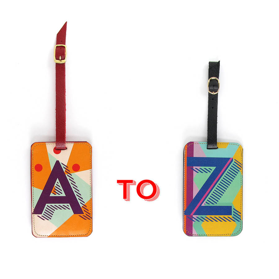 leather luggage tag alphabet letter initials by tovi