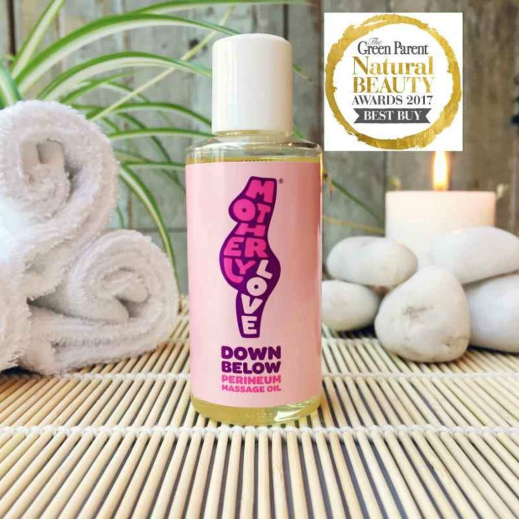 'down below' perineum massage oil by motherlylove