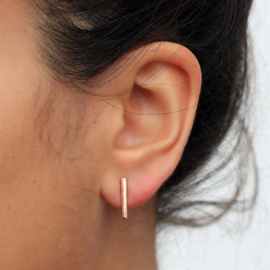 rose gold bar earrings by molly & pearl