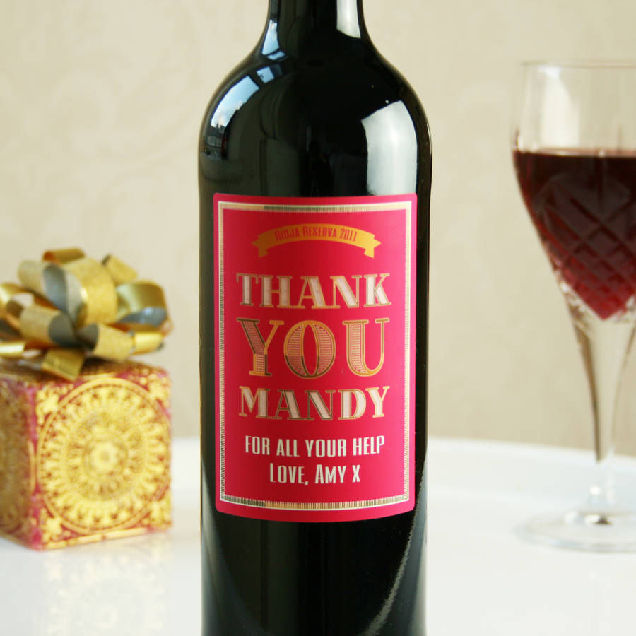 personalised 'thank you' wine gift by bottle bazaar