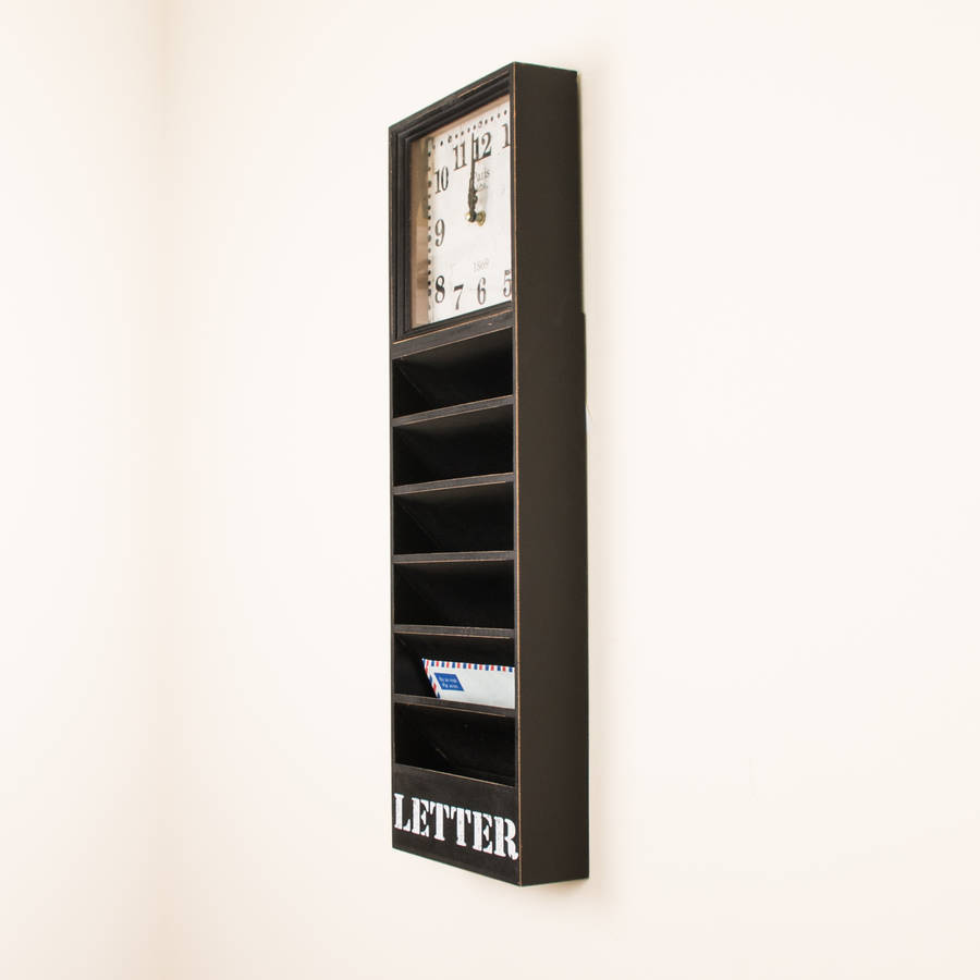 wall mounted letter rack with clock by dibor